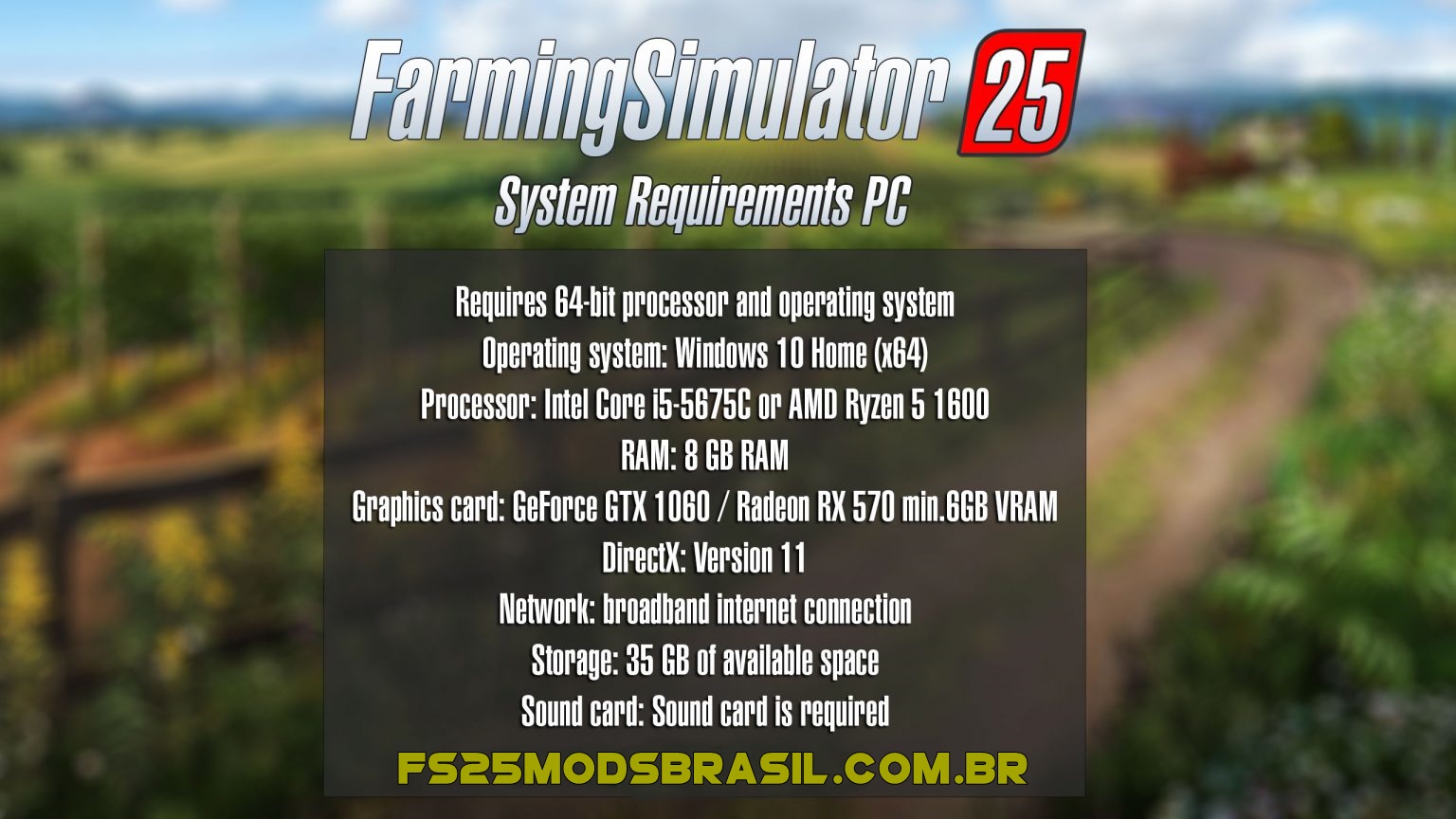 Farming Simulator 25 Requisitos Do Sistema Fs 25 Mods Brasil